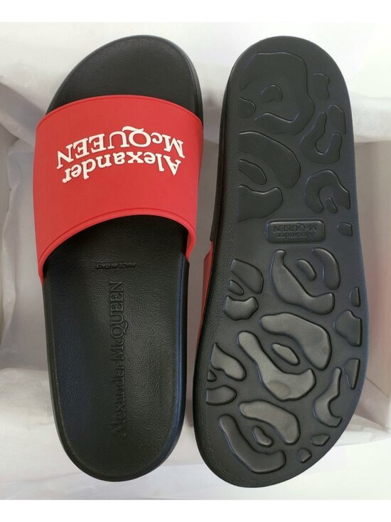Alexander McQueen Men\'s Logo Pool Rubber Slide Sandals Red IT 43.5 M / US 10.5 main image 4